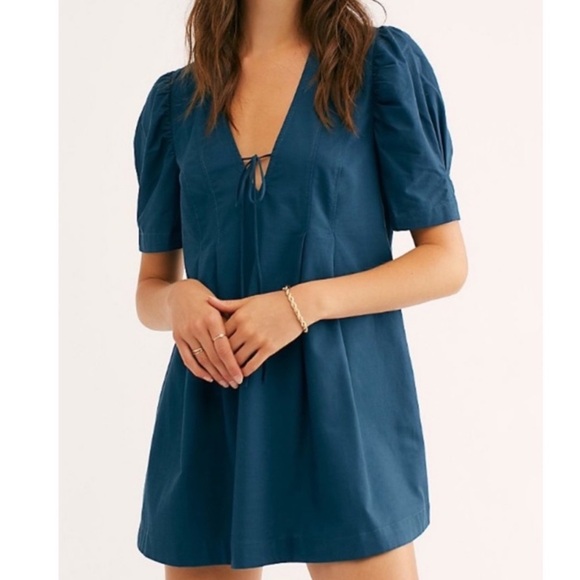 FREE PEOPLE Adelle Teal Blue Mini Dress Tunic—Size XS - Picture 3 of 16